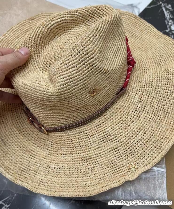 Buy Discount Miu Miu Straw Wide Brim Hat with Red Cord M7025 2025