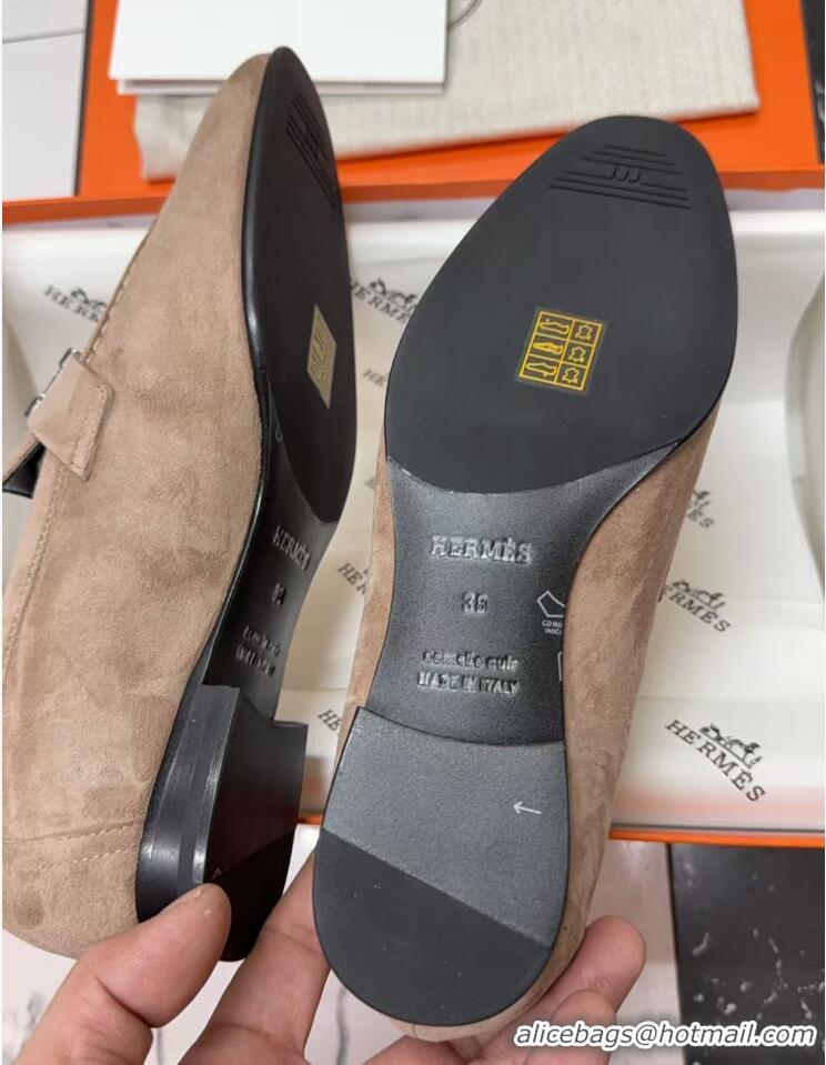 Unique Style Hermes Paris Loafers in Suede with H Beige 2025 H082005 0820045
