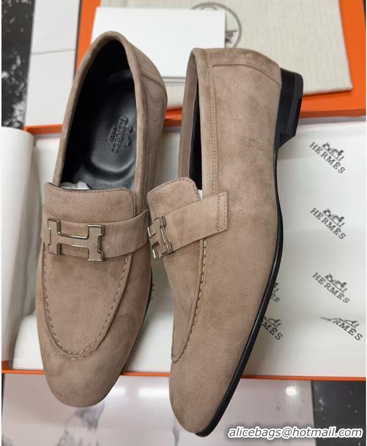 Unique Style Hermes Paris Loafers in Suede with H Beige 2025 H082005 0820045
