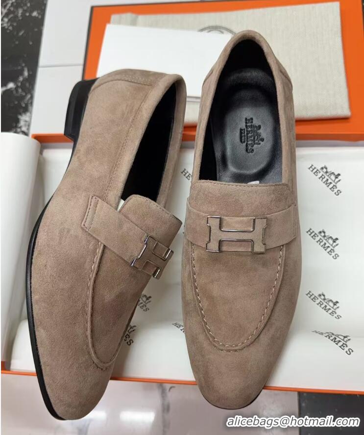 Unique Style Hermes Paris Loafers in Suede with H Beige 2025 H082005 0820045