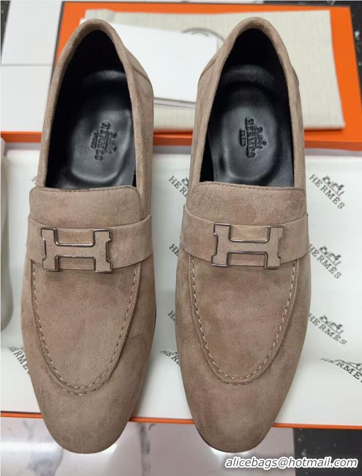Unique Style Hermes Paris Loafers in Suede with H Beige 2025 H082005 0820045