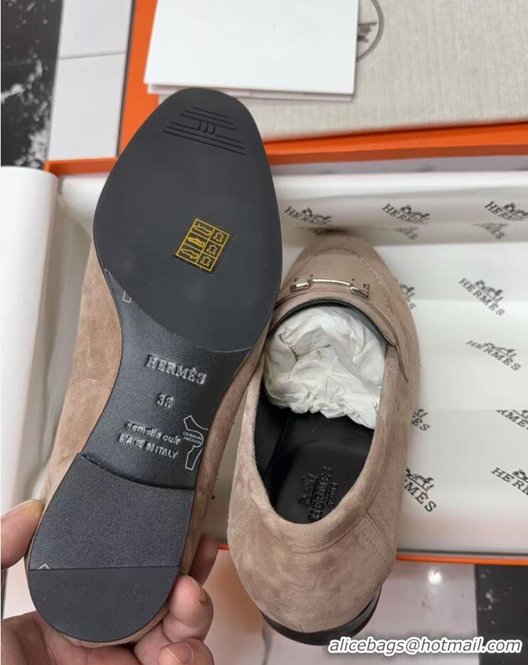 Unique Style Hermes Paris Loafers in Suede with H Beige 2025 H082005 0820045