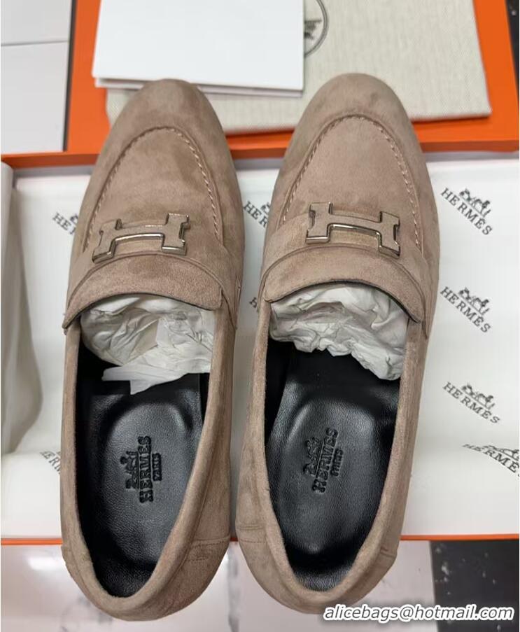 Unique Style Hermes Paris Loafers in Suede with H Beige 2025 H082005 0820045