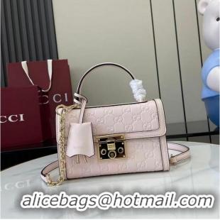 Inexpensive Gucci Padlock GG Leather Small top handle bag 848884 Pink 2025