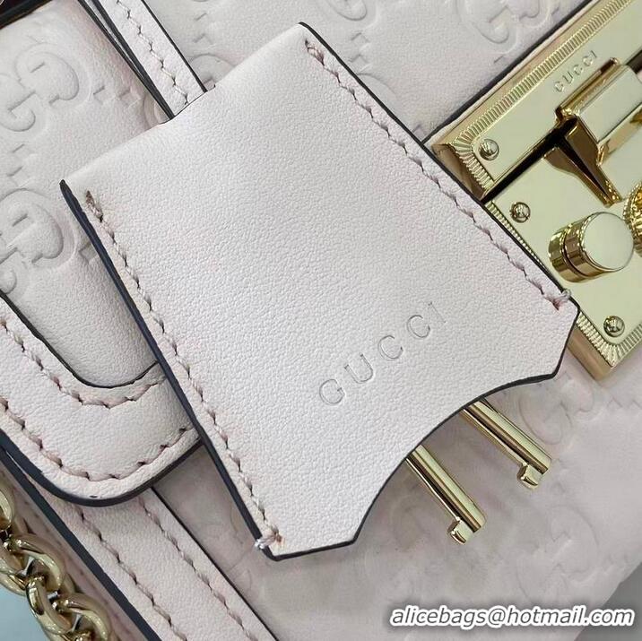 Inexpensive Gucci Padlock GG Leather Small top handle bag 848884 Pink 2025