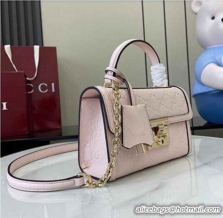 Inexpensive Gucci Padlock GG Leather Small top handle bag 848884 Pink 2025