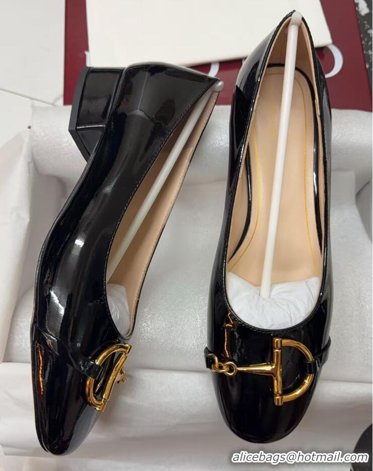 Purchase Gucci Ballet Flats with Half Horsebit in Patent Leather Black 1021035
