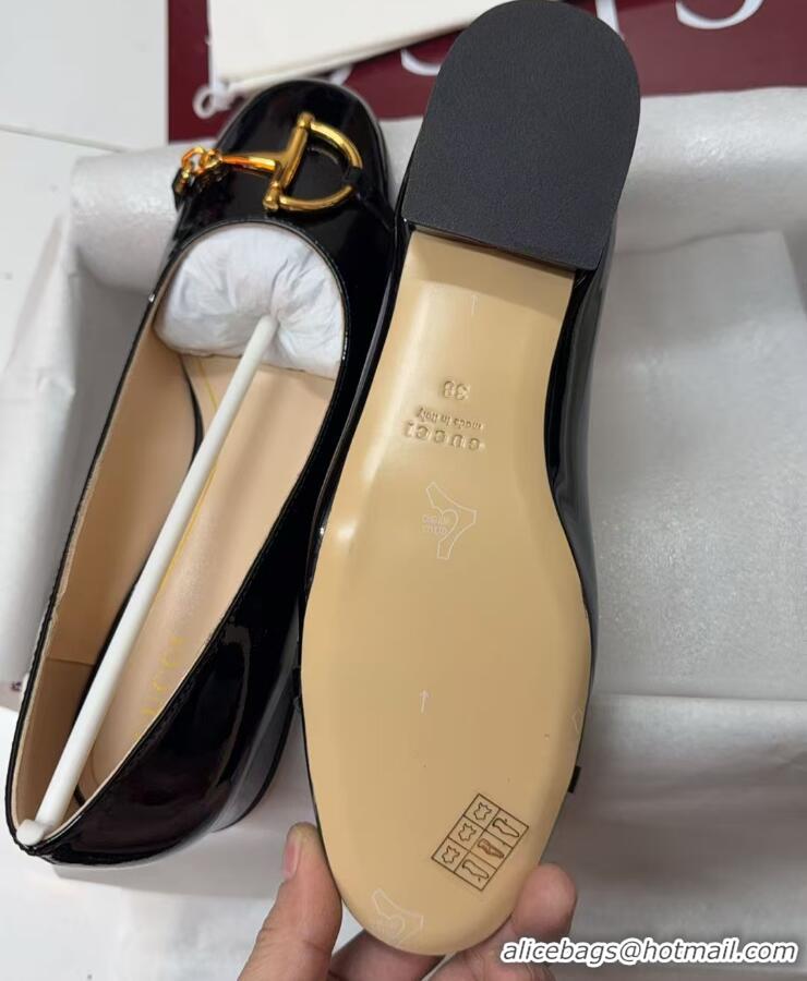 Purchase Gucci Ballet Flats with Half Horsebit in Patent Leather Black 1021035