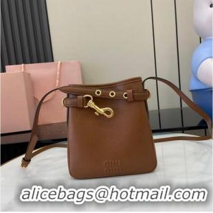 Inexpensive Miu Miu Nappa Leather Pouch Mini Bag 5NR461 Light Brown 2025