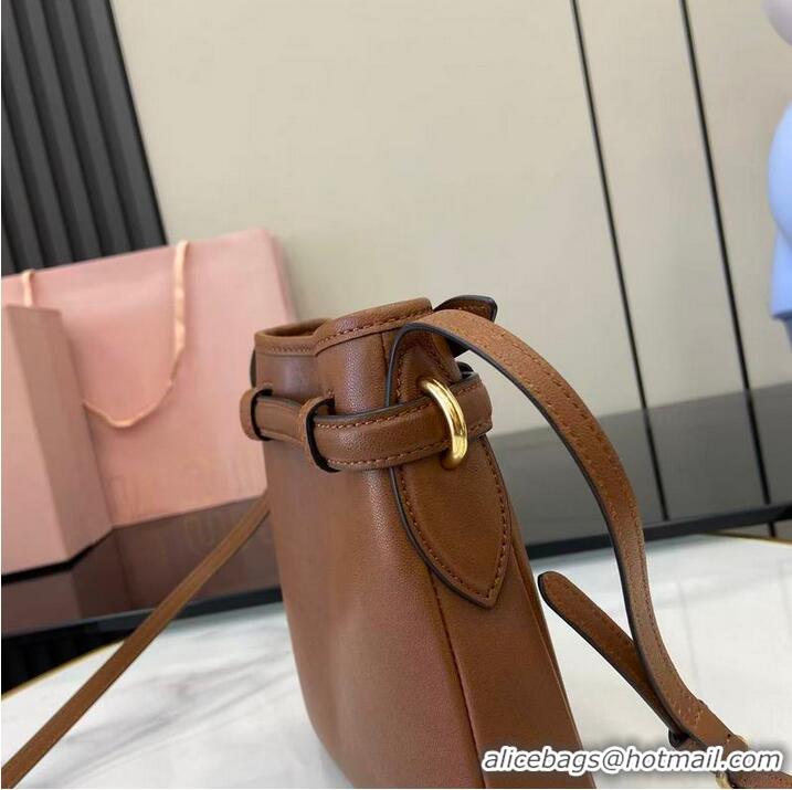Inexpensive Miu Miu Nappa Leather Pouch Mini Bag 5NR461 Light Brown 2025
