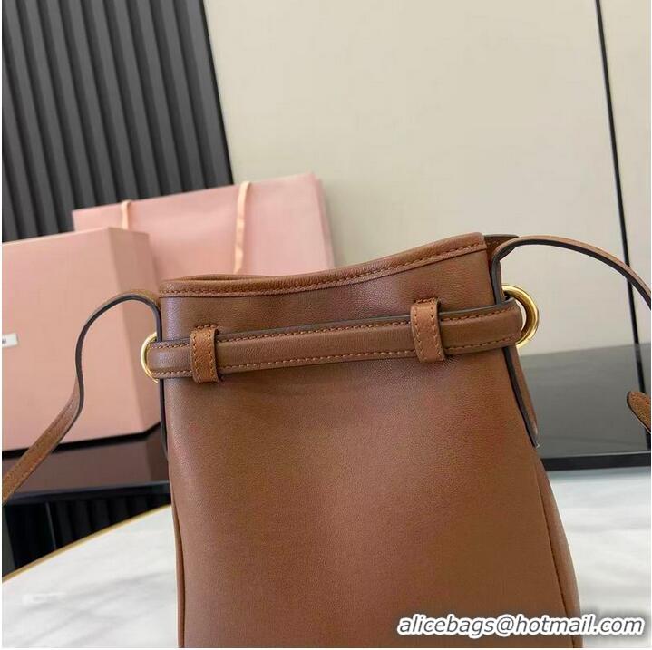 Inexpensive Miu Miu Nappa Leather Pouch Mini Bag 5NR461 Light Brown 2025