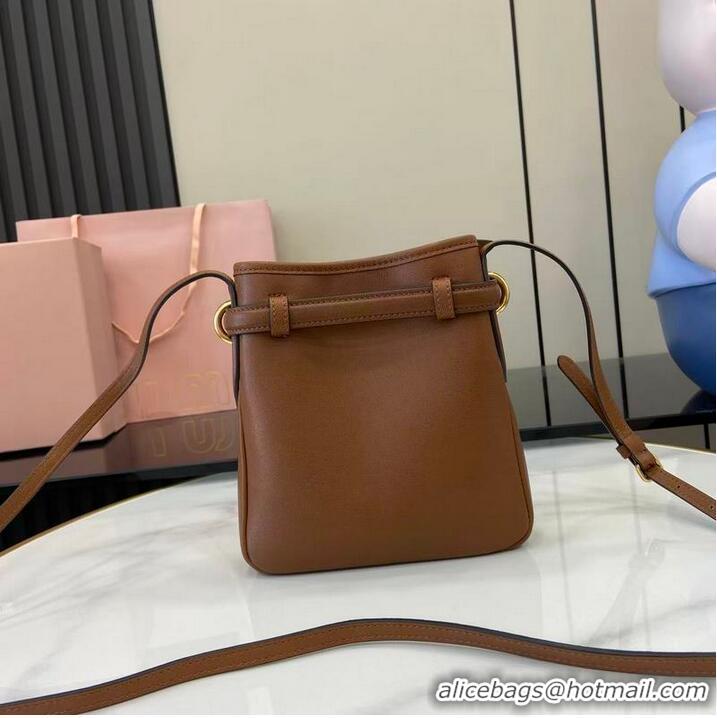 Inexpensive Miu Miu Nappa Leather Pouch Mini Bag 5NR461 Light Brown 2025
