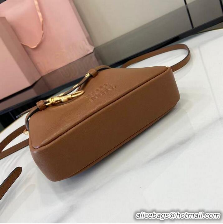 Inexpensive Miu Miu Nappa Leather Pouch Mini Bag 5NR461 Light Brown 2025