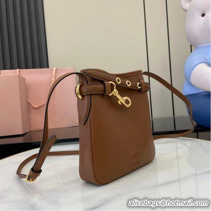 Inexpensive Miu Miu Nappa Leather Pouch Mini Bag 5NR461 Light Brown 2025