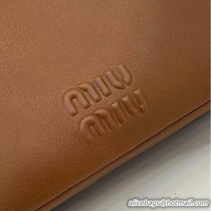 Inexpensive Miu Miu Nappa Leather Pouch Mini Bag 5NR461 Light Brown 2025