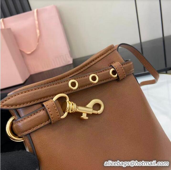Inexpensive Miu Miu Nappa Leather Pouch Mini Bag 5NR461 Light Brown 2025