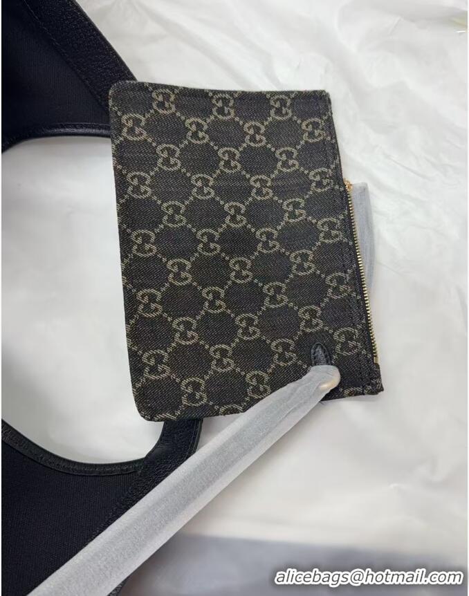 Luxury Discount Gucci Giglio Large Tote Bag in GG Denim 853971 Black 2025