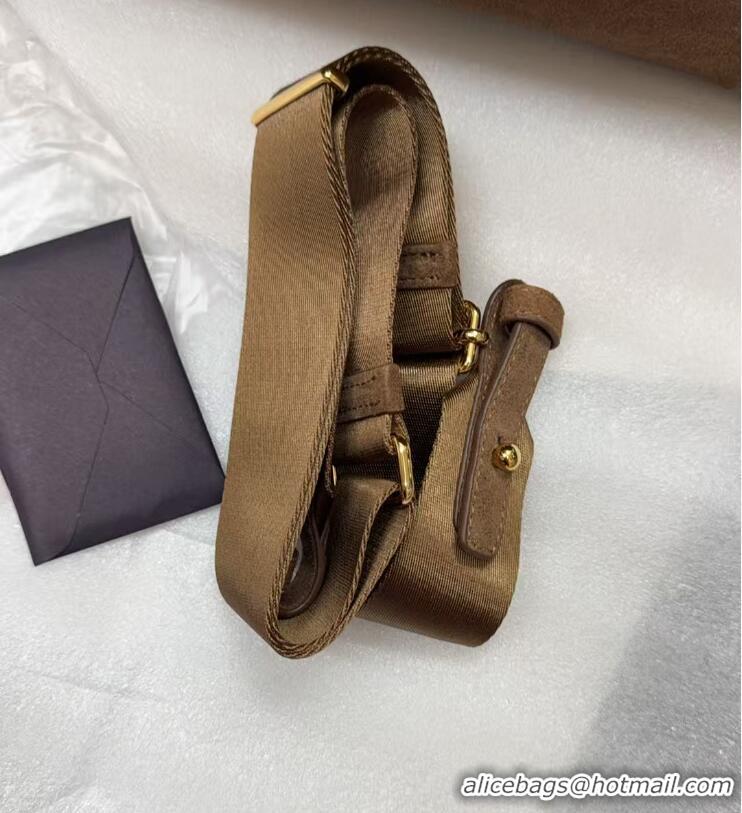 Top Grade Prada Explore medium suede tote bag 1BG596 Dark Brown 2025