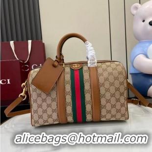 Grade Discount Gucci Ophidia medium boston bag in GG Canvas 857595 Beige/Brown 2026