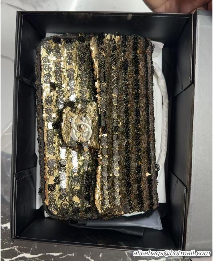 Discount Chanel Sequins & Camellia Bloom Classic Flap Bag CH020302 Gold 2026