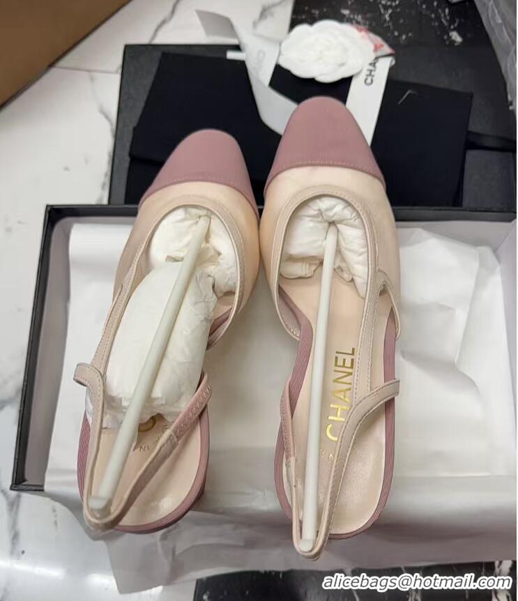 Sumptuous Chanel Mesh & Grosgrain Slingbacks Pump 9cm G45509 Light Pink 2026