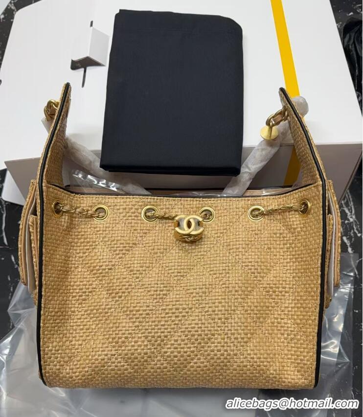 Inexpensive Chanel 25 Small Hobo Handbag in Braided Raffia AS5293 Beige 2026
