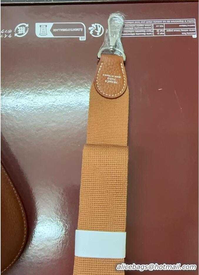 Free Shipping Hermes Evelyne Poche Ⅲ Bag 23cm in Clemence TC Cow Leather H4013 Brown 2026 (Half Handmade)