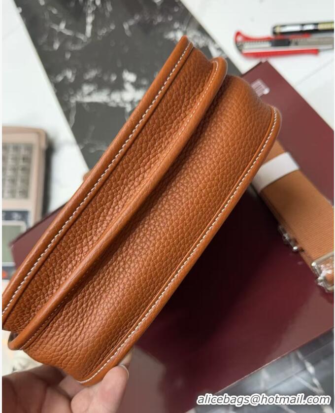 Free Shipping Hermes Evelyne Poche Ⅲ Bag 23cm in Clemence TC Cow Leather H4013 Brown 2026 (Half Handmade)