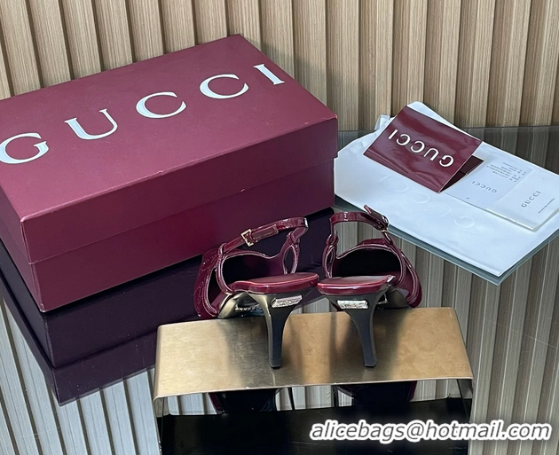 Charming Gucci Crystals Red GG Mesh Slingback Pumps Shoes 75MM 35To42