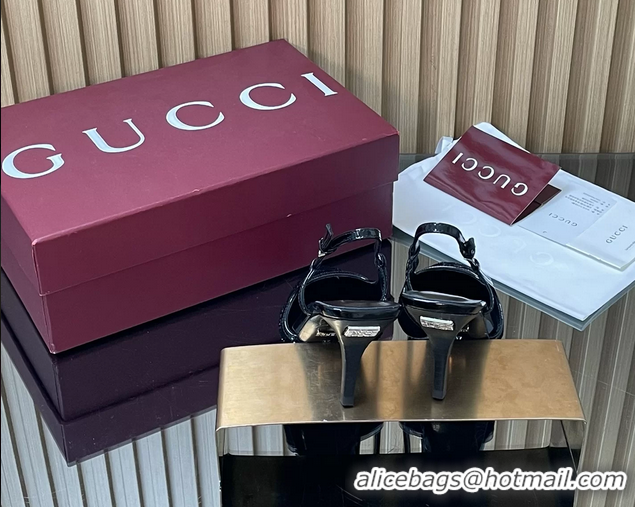 Pretty Style Gucci Crystals Black  GG Mesh Slingback Pumps Shoes 75MM 35To42