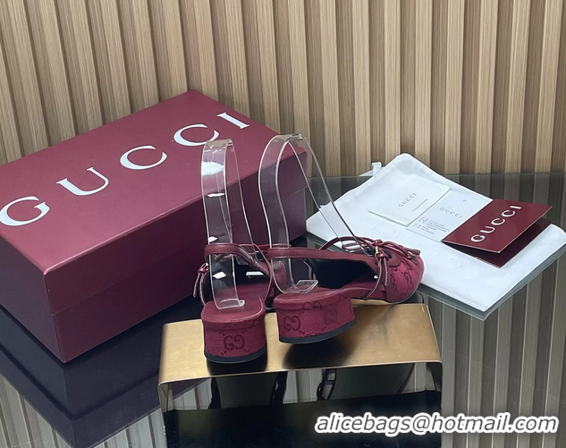 Luxury Gucci Horsebit Slingback Flats Red GG Canvas 260503 Red