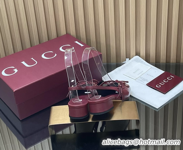 Durable Gucci Horsebit Slingback Flats Red Calfskin Leather 260503 Red