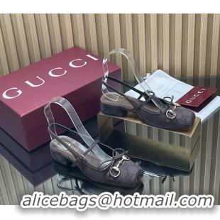 Classic Hot Gucci Horsebit Slingback Flats  Calfskin Leather 260503 Black