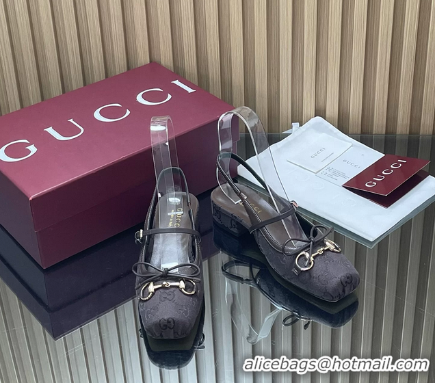 Classic Hot Gucci Horsebit Slingback Flats  Calfskin Leather 260503 Black