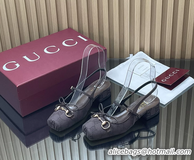Classic Hot Gucci Horsebit Slingback Flats  Calfskin Leather 260503 Black
