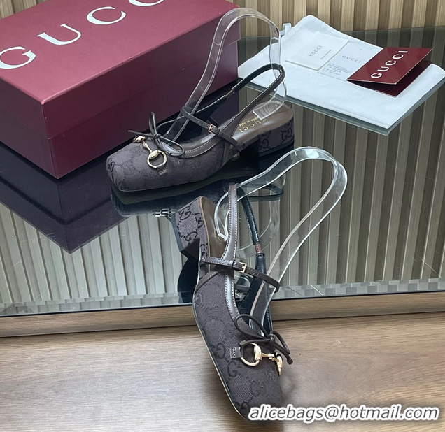 Classic Hot Gucci Horsebit Slingback Flats  Calfskin Leather 260503 Black