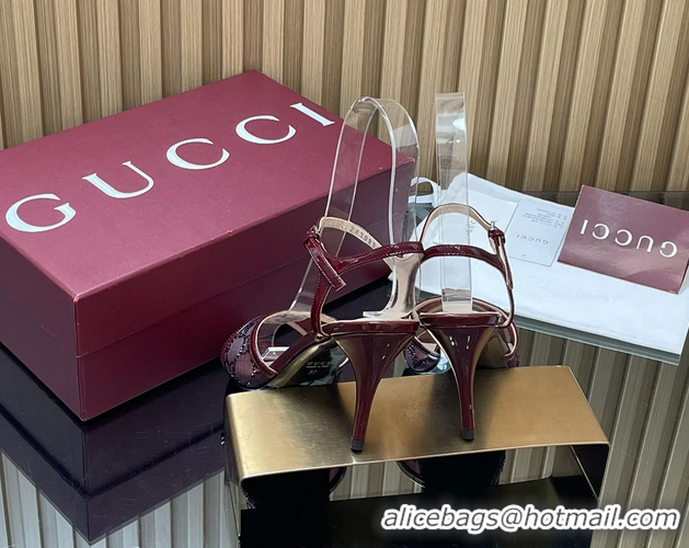 Good Quality Gucci Red GG Crystal Mesh Heeled Sandals 85MM 260504 Red