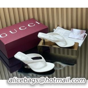 Luxury Gucci Vittoria White Leather Thong Sanals 55MM 6050403