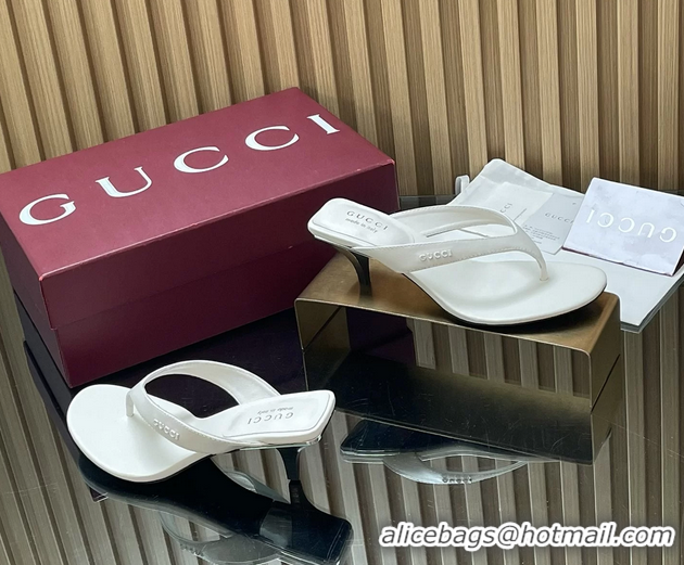 Luxury Gucci Vittoria White Leather Thong Sanals 55MM 6050403