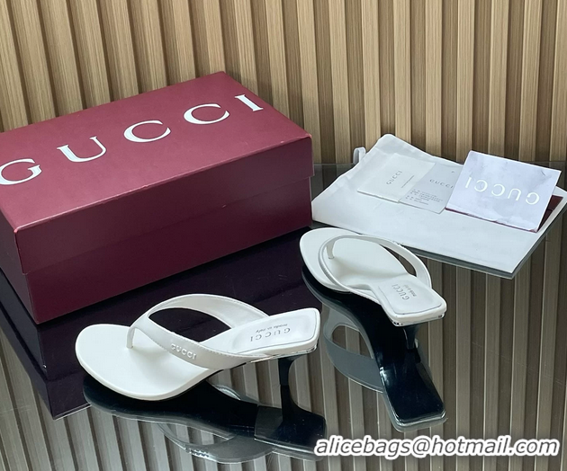 Luxury Gucci Vittoria White Leather Thong Sanals 55MM 6050403