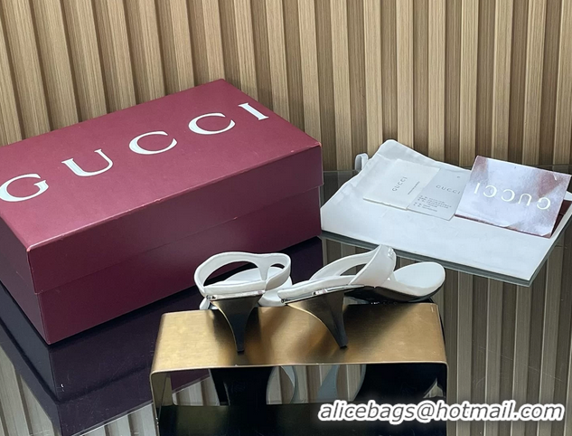 Luxury Gucci Vittoria White Leather Thong Sanals 55MM 6050403
