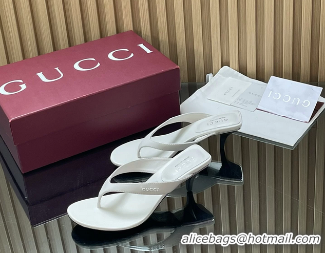 Luxury Gucci Vittoria White Leather Thong Sanals 55MM 6050403