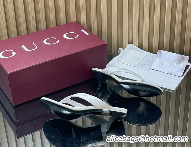 Luxury Gucci Vittoria White Leather Thong Sanals 55MM 6050403