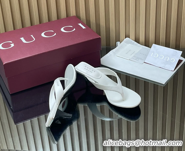 Luxury Gucci Vittoria White Leather Thong Sanals 55MM 6050403