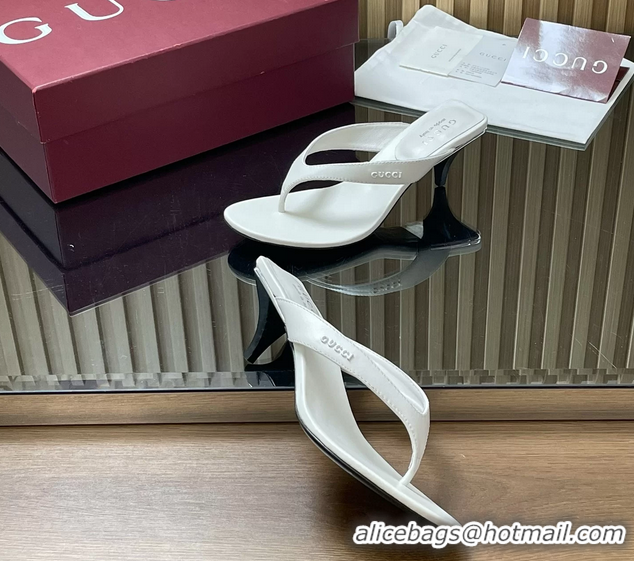 Luxury Gucci Vittoria White Leather Thong Sanals 55MM 6050403