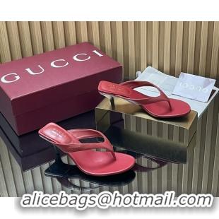 Grade Gucci Vittoria Red Leather Thong Sanals 55MM 6050403 Red