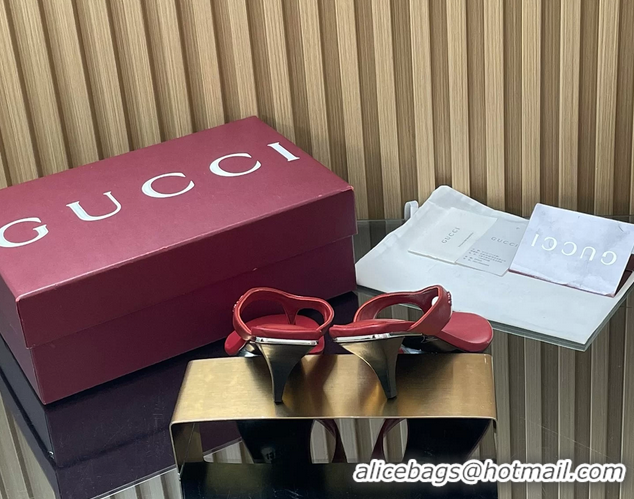 Grade Gucci Vittoria Red Leather Thong Sanals 55MM 6050403 Red