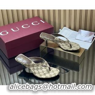 Popular Style Gucci Vittoria Beige GG Canvas Thong Sanals 55MM 6050404