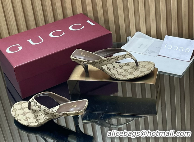 Popular Style Gucci Vittoria Beige GG Canvas Thong Sanals 55MM 6050404