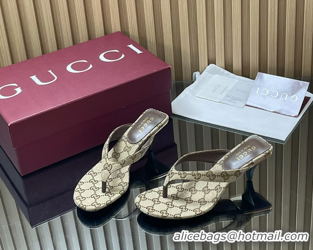 Popular Style Gucci Vittoria Beige GG Canvas Thong Sanals 55MM 6050404